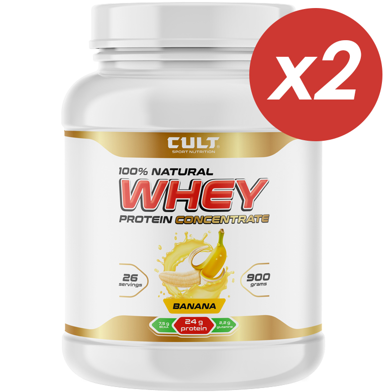 фото Cult 100% whey protein 75 (банан) - 1800 грамм (2 шт по 900 г) cult sport nutrition