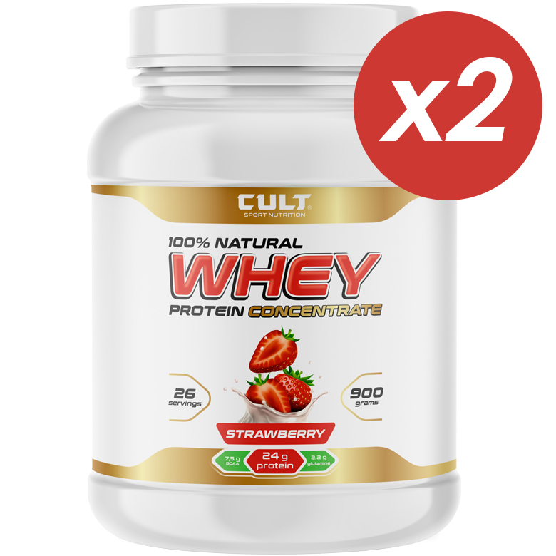 Cult 100% Whey Protein 75 (клубника) - 1800 грамм (2 шт по 900 г)