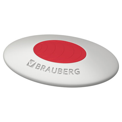 

Ластик BRAUBERG "Oval PRO", 40*26*8мм, овальный, красный пластиковый держатель, 229560, Белый