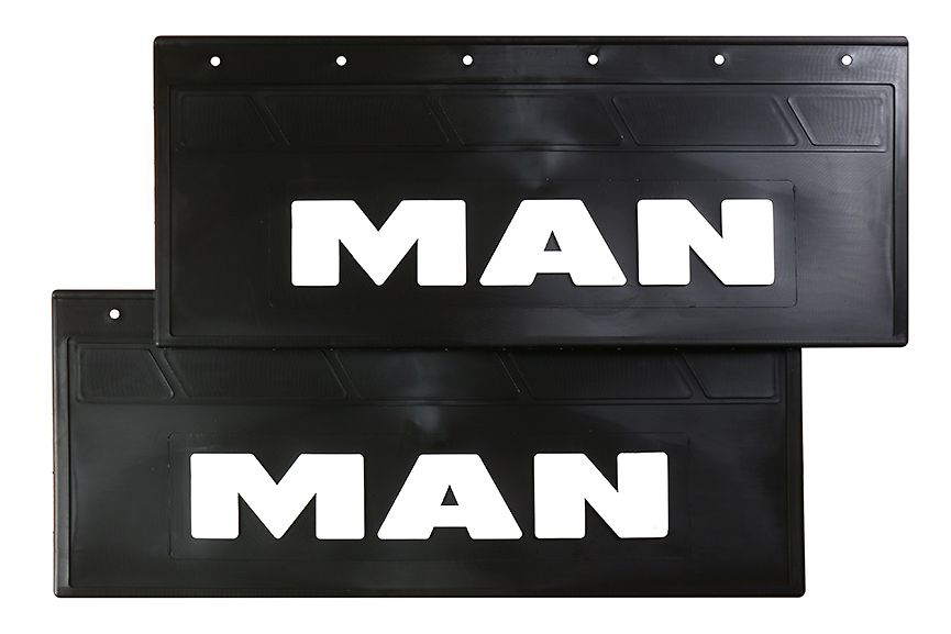 

Комплект брызговиков MAN задние 670*270 (LUX) белая надпись