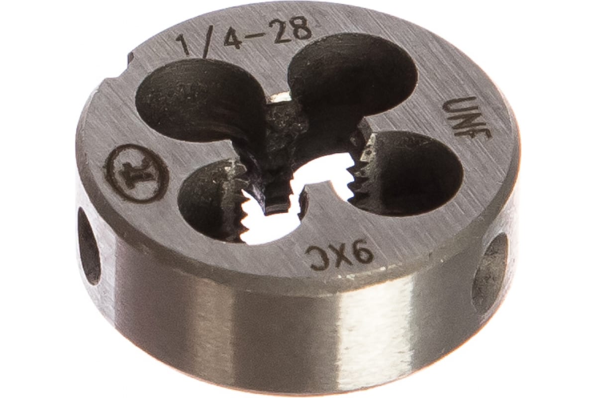 

Дюймовая плашка ТехноСталь 1/4"-28 UNF 60 9ХС t254060