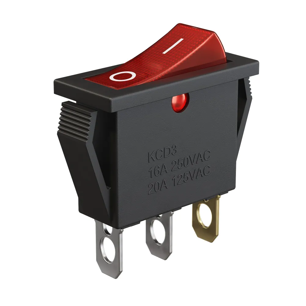 Выключатель тумблер переключатель GSMIN KCD3, ON-OFF-ON, 16А, 3pin, Красный