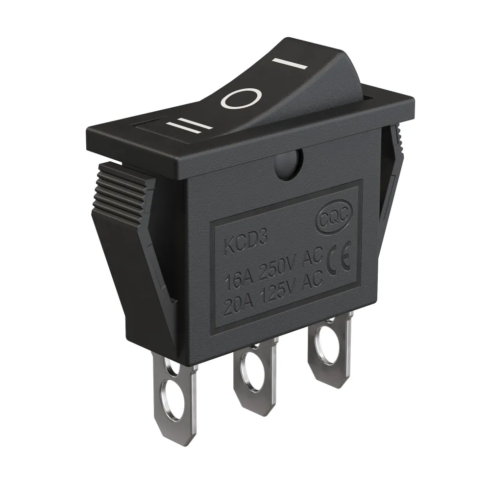 Выключатель тумблер переключатель GSMIN KCD3, ON-OFF-ON, 16А, 3pin, 3 штуки, Черный