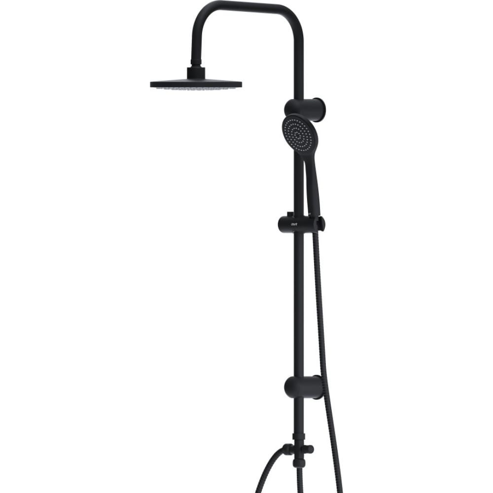 Душевая система Dorff Comfort с тропическим душем, ручной душ 1F, цвет черный D0708000BL ручной душ dorff