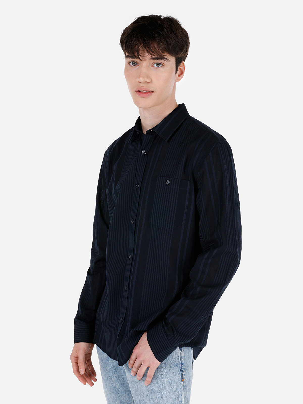 

Рубашка мужская Colin's CL1066930 синяя 2XL, Синий, CL1066930