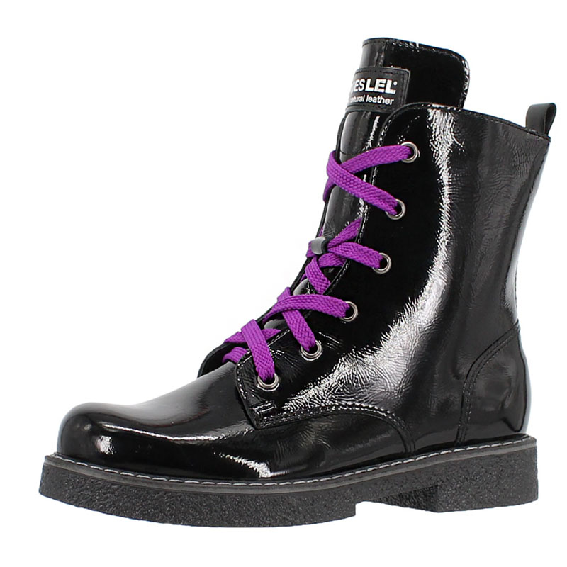 фото Ботинки школьные байка лель 1823 черно-фиолетовый, 35