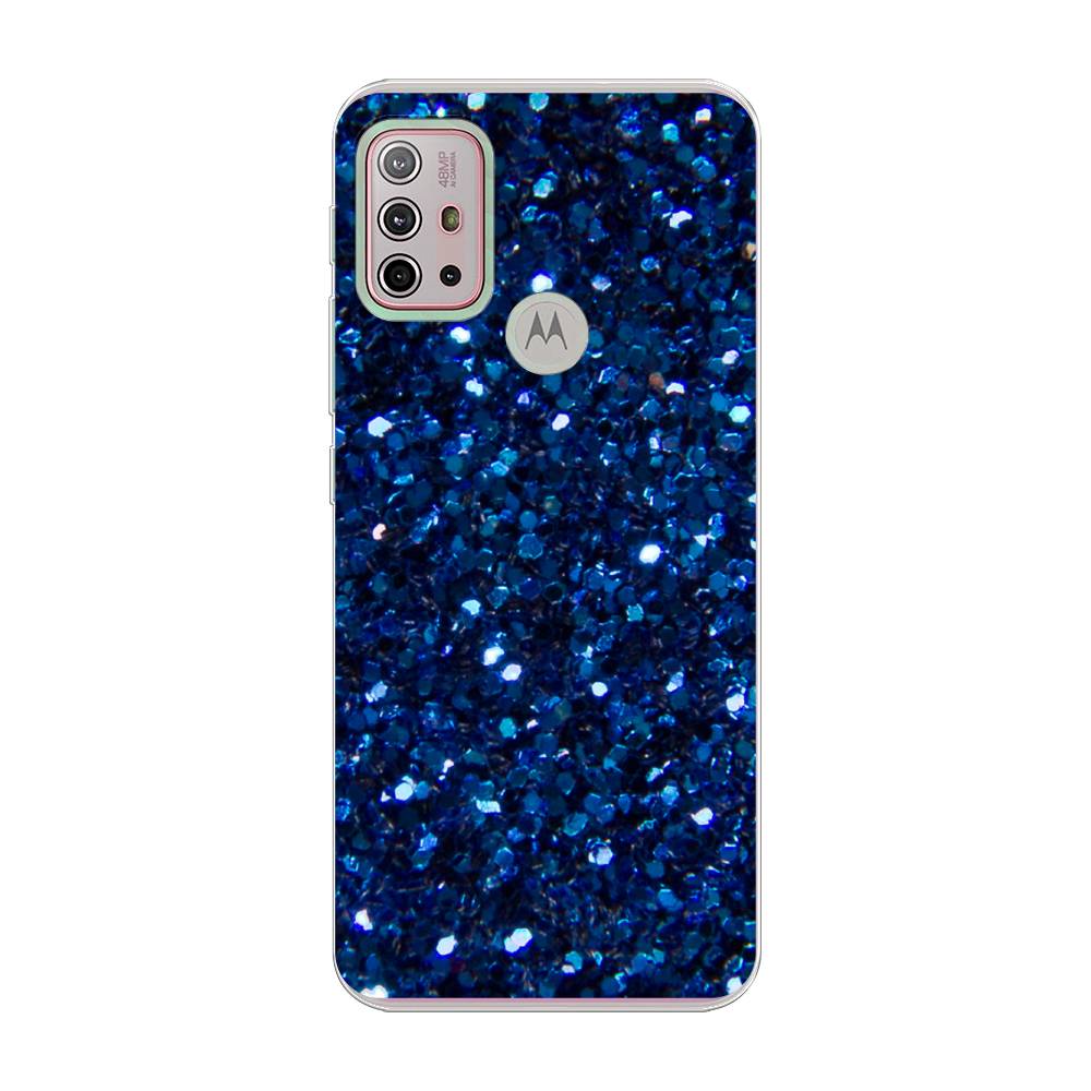 

Силиконовый чехол "Синие блестки рисунок" на Motorola Moto G10