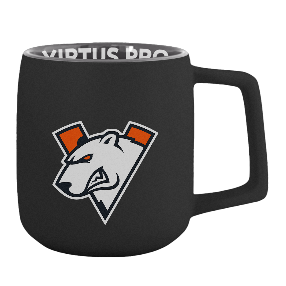 Кружка Virtus.pro с логотипом матовая чёрно-серая