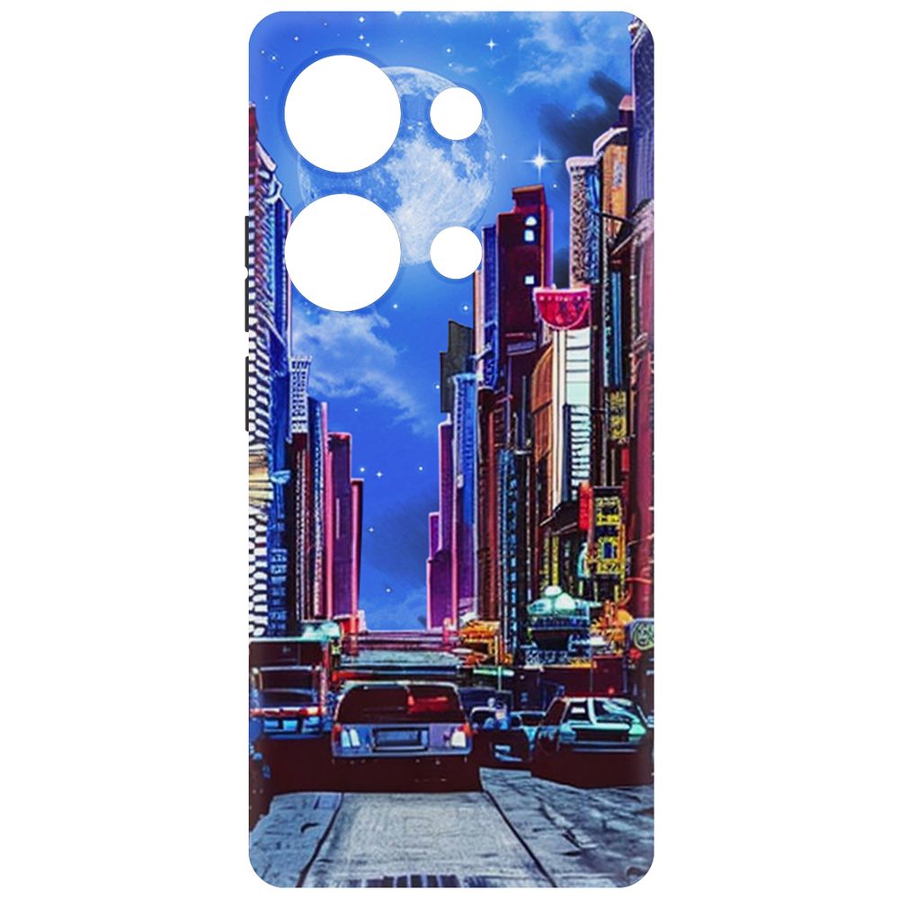 

Чехол-накладка Krutoff Soft Case Ночной город для Poco M6 Pro 4G черный