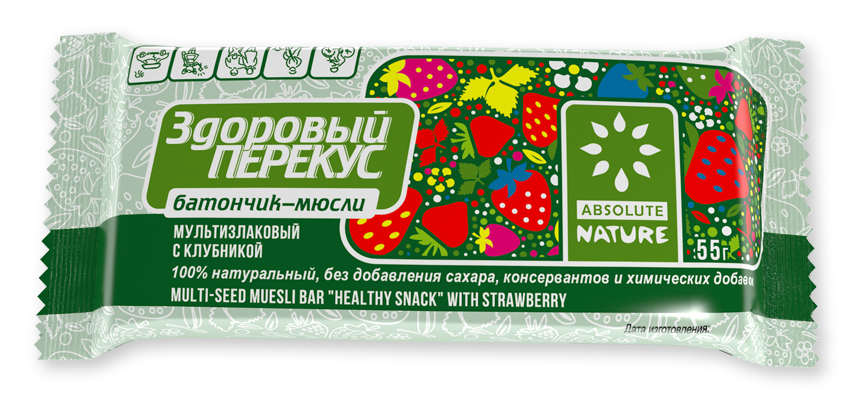

Батончик Absolute Nature Здоровый перекус с клубникой 55 г