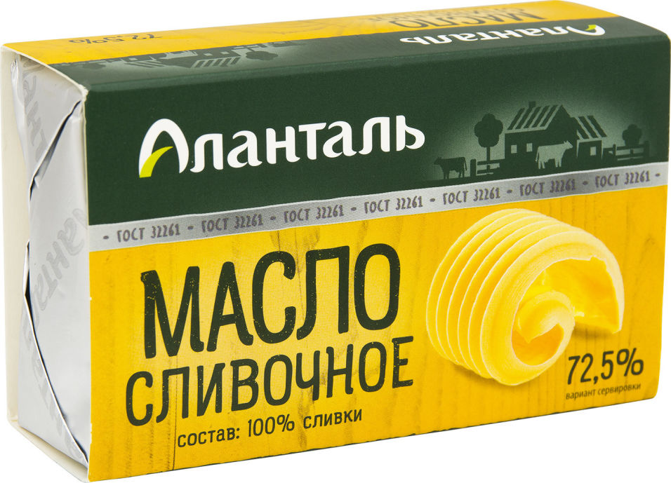 Масло сливочное Аланталь Крестьянское 72.5% 180г