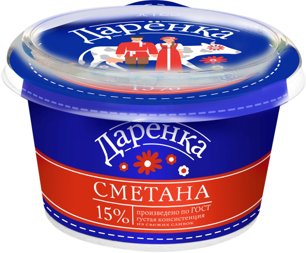 

Сметана Даренка 15% бзмж стакан 180 г
