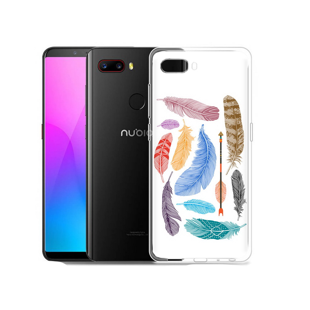 

Чехол MyPads Tocco для ZTE Nubia Z18 разноцветные перья (PT115657.463.572), Прозрачный, Tocco