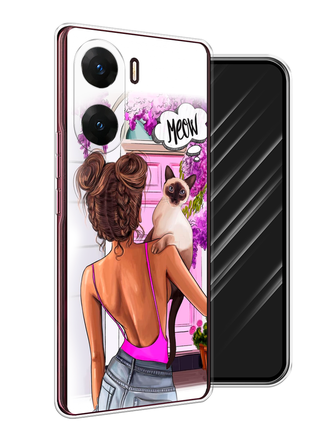 

Чехол Awog на Vivo V29e "Девушка с кошкой", Розовый;коричневый, 269450-1