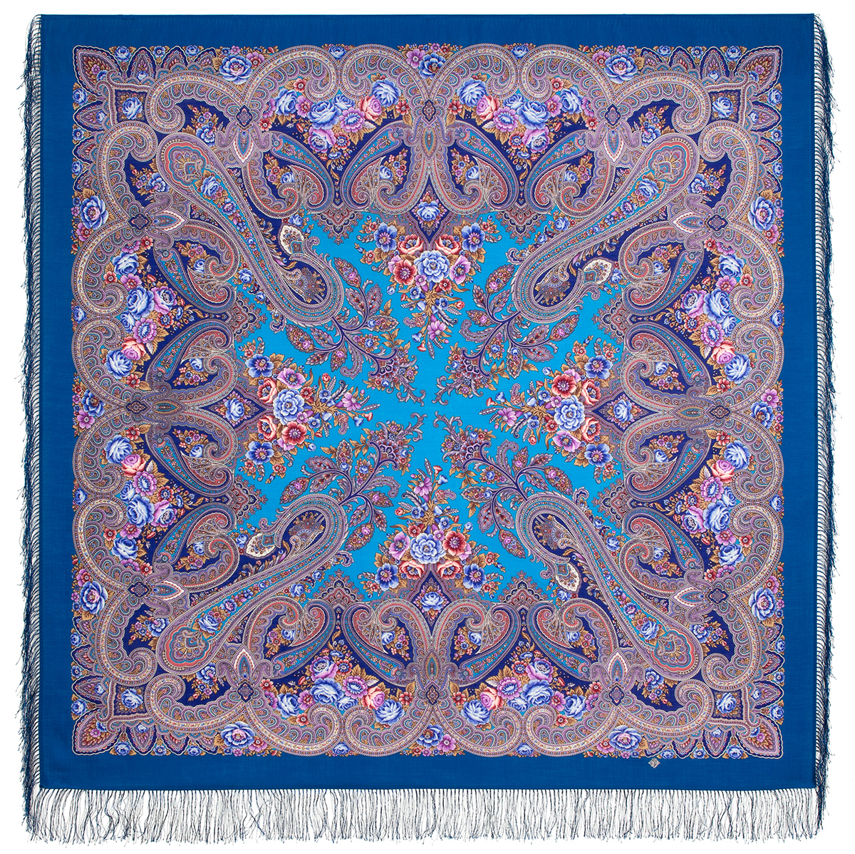 Платок женский Павловопосадский платок 1978 разноцветный, 146х146 см