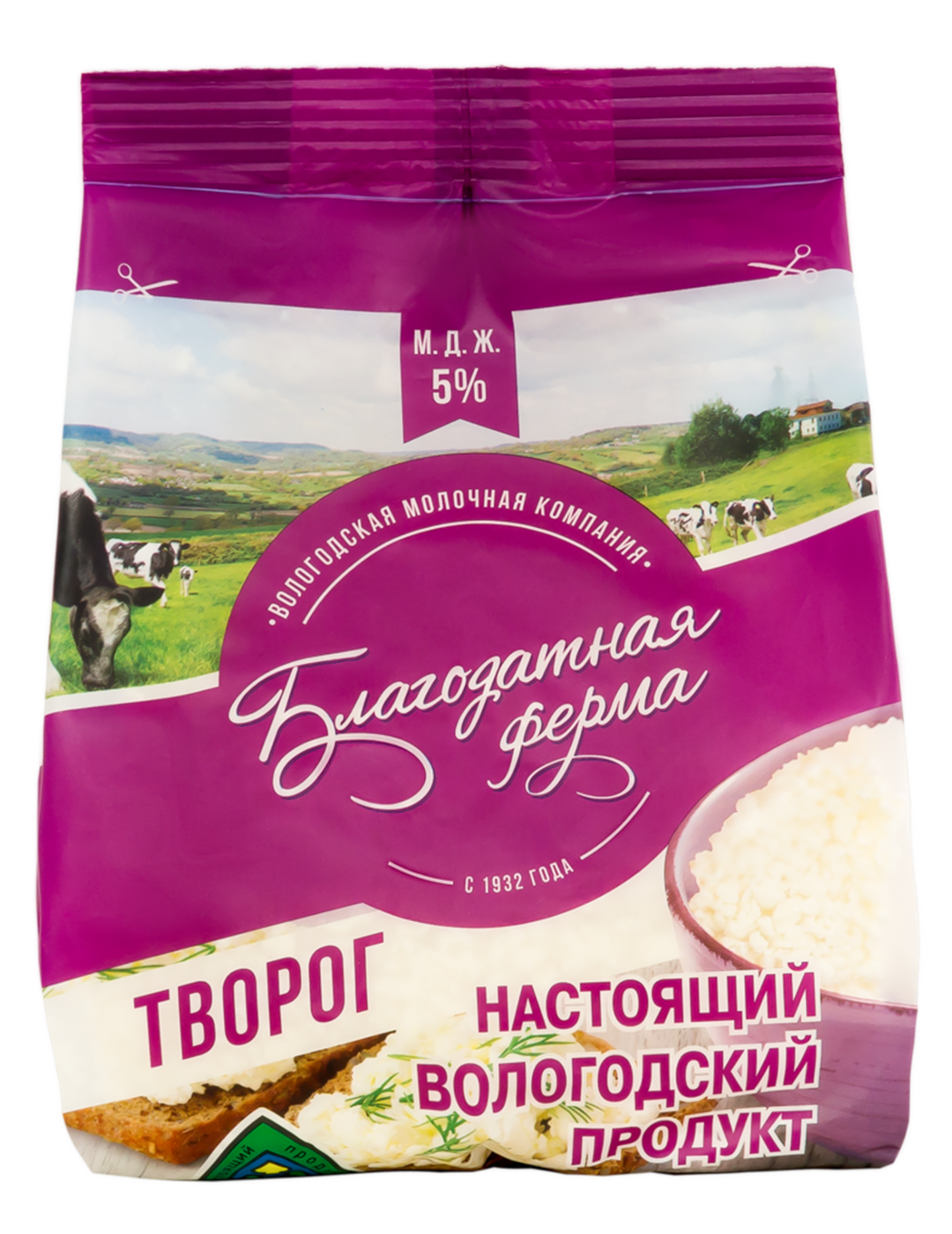 

Творог Благодатная ферма 5% бзмж 250 г