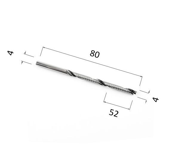 Фреза спиральная однозаходная DJTOL N1LX4.52 для станка ЧПУ фреза для маникюра безопасная 4 грани 1 2 × 2 5 мм в пластиковом футляре