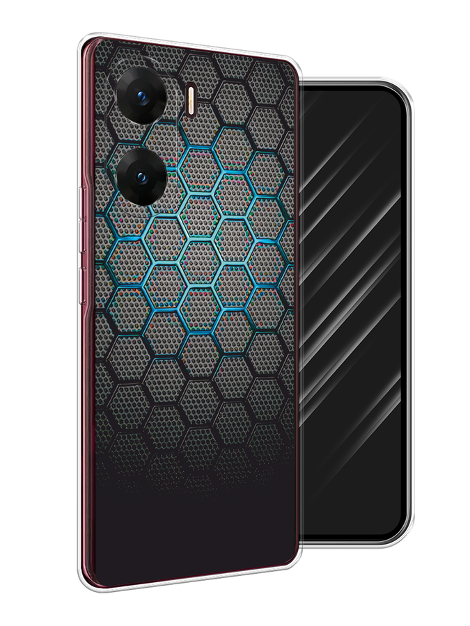 

Чехол Awog на Vivo V29e "Бирюзовые соты", Бирюзовый;синий;черный, 269450-1