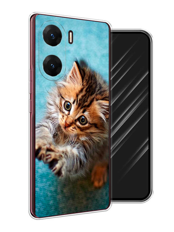 

Чехол Awog на Vivo V29e "Котенок просит есть", Бирюзовый;коричневый;белый, 269450-1