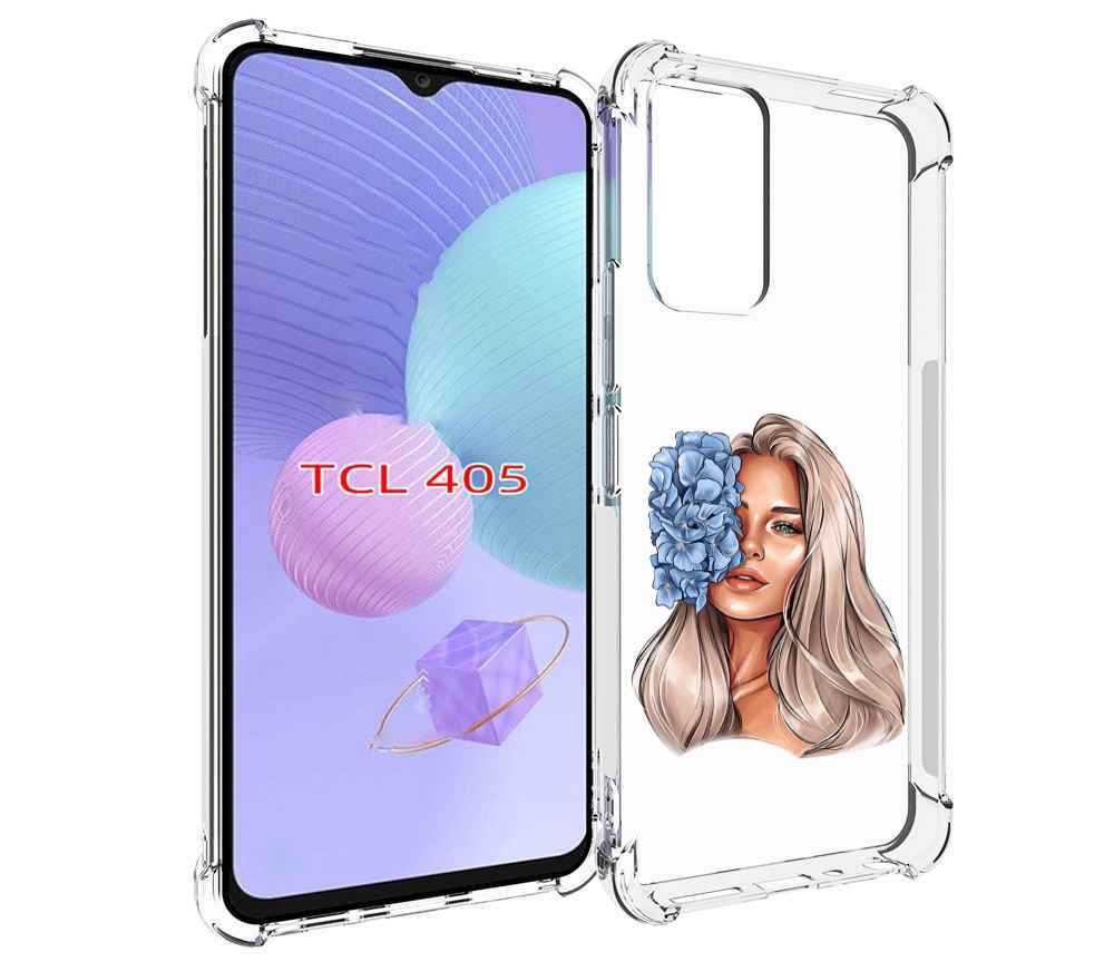 

Чехол MyPads блондинка-с-голубыми-цветами женский для TCL 405, Tocco