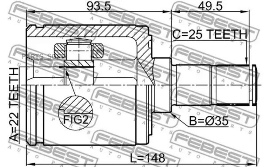 

FEBEST ШРУС ВНУТРЕННИЙ ПРАВЫЙ 22X35X25
