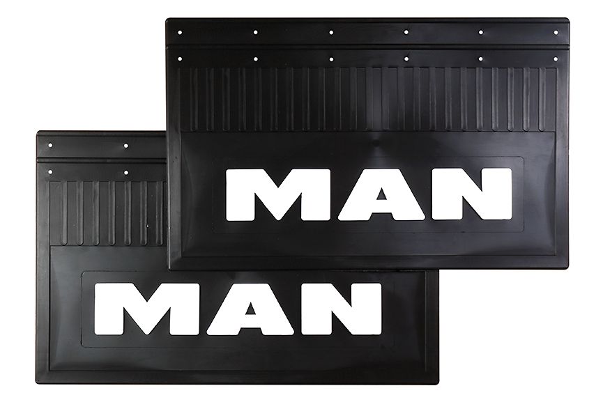 

Комплект брызговиков MAN задние 600*370 (LUX) белая надпись