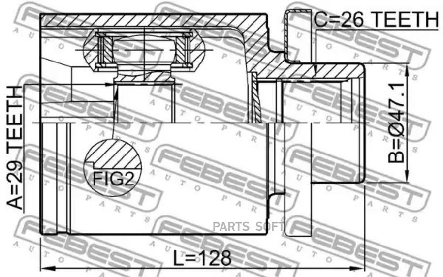 

FEBEST ШРУС ВНУТРЕННИЙ ЛЕВЫЙ 29X47.1X26