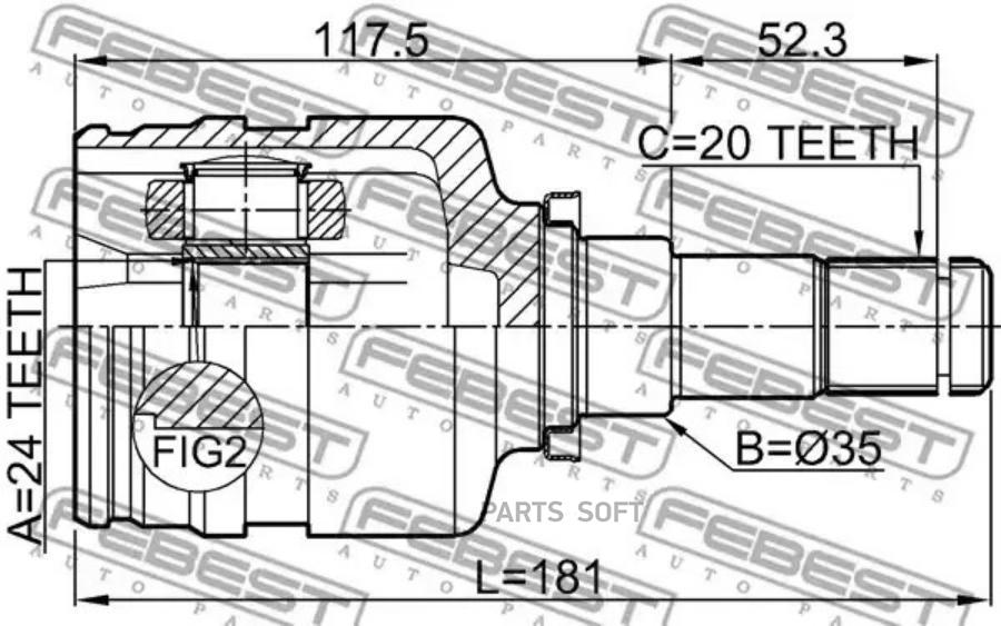 FEBEST ШРУС ВНУТРЕННИЙ ПРАВЫЙ 24X35X20