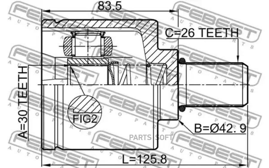 

FEBEST ШРУС ВНУТРЕННИЙ ЛЕВЫЙ 30X42.9X26