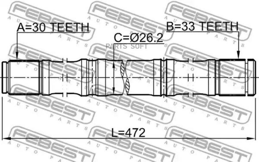 

FEBEST ПОЛУОСЬ ЛЕВАЯ 30X471.7X33