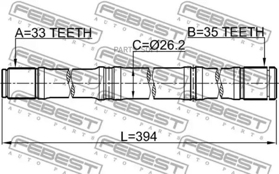 

FEBEST ПОЛУОСЬ ЛЕВАЯ 33X394X35