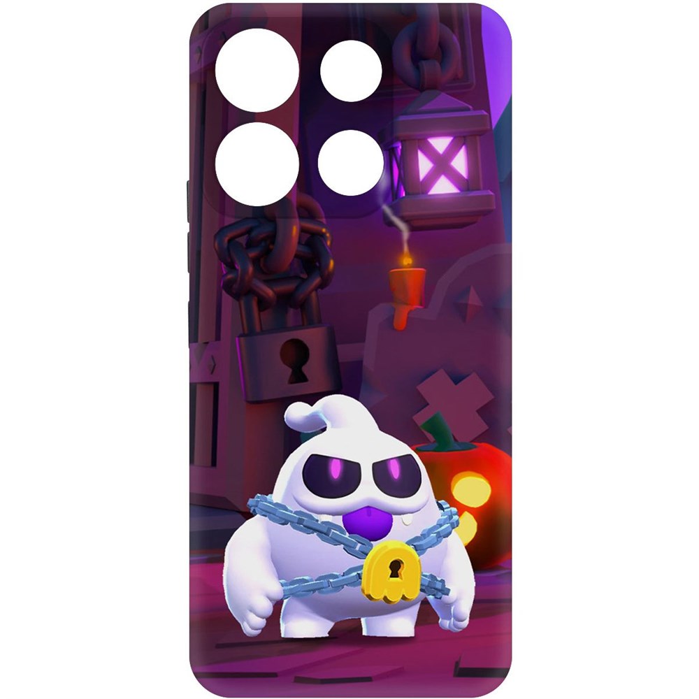 

Чехол-накладка Софт Brawl Stars - Призрак Скуик для ITEL A60, Черный