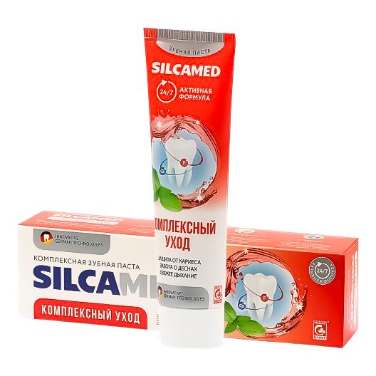 Зубная паста SilcaMed Комплексный уход 100 мл комплексный anti age крем для тела elancyl slim design 45