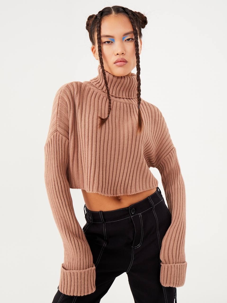 

Свитер женский Feelz Crop Neck коричневый, Crop Neck