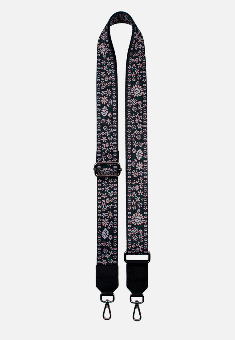 фото Ремень для сумки женский saaj sbb02 бледно-розовые цветы на черном фоне
