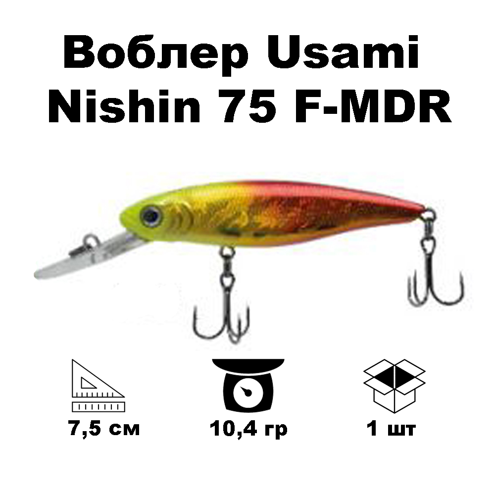 

Воблер Usami Nishin 75 F-MDR #685, Золотистый;красный, Nishin