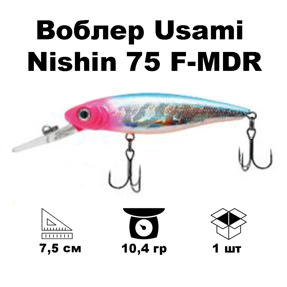 

Воблер Usami Nishin 75 F-MDR #686, Розовый;серебристый, Nishin