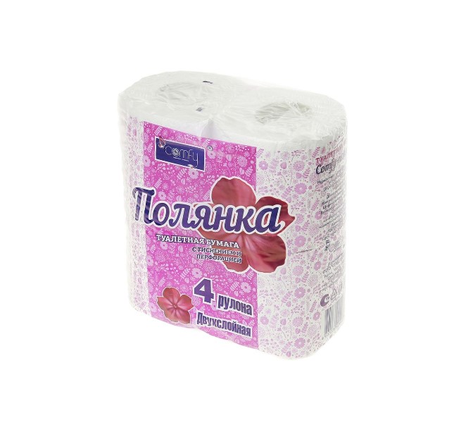 

Бумага туалетная Comfy Полянка двухслойная, 4 рулона