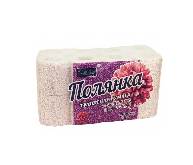 

Бумага туалетная Comfy Полянка двухслойная, 16 рулонов