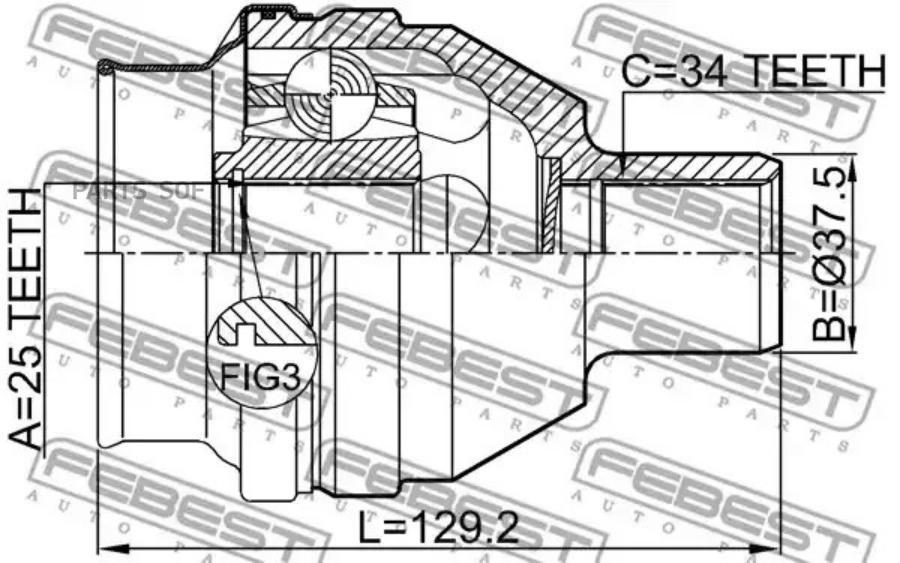 

FEBEST ШРУС ВНУТРЕННИЙ 25X37.6X34