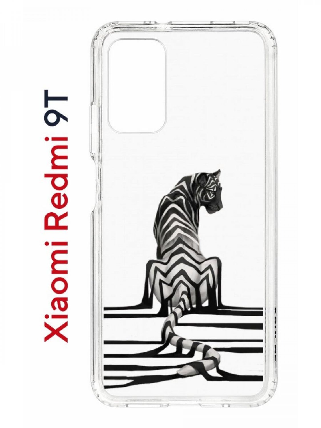 фото Чехол на redmi 9t с принтом kruche print tiger,противоударный бампер,с защитой камеры кruче