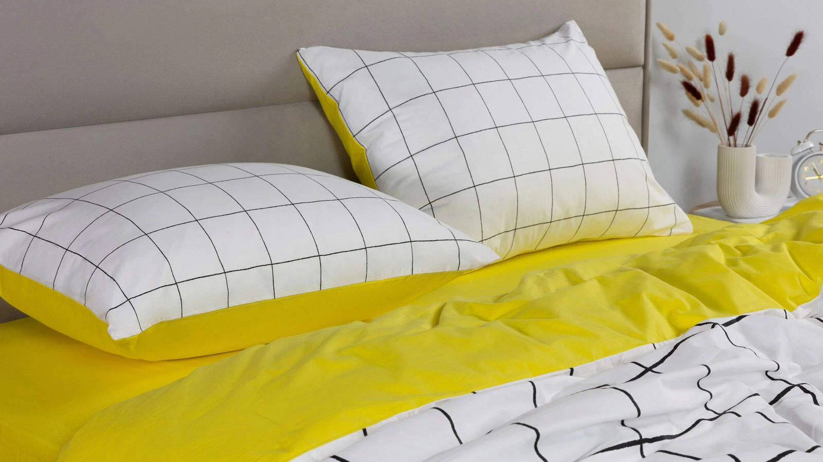 

Комплект постельного белья Askona Home Scandi евро клетка, желтый, Scandi