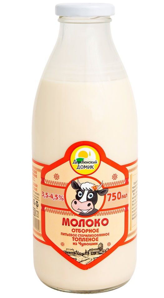 Молоко Деревенский домик топленое 3.5-4.5% 750мл