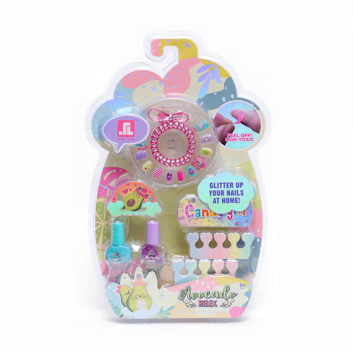 

Набор косметики для девочки Zyra toys Авокадо с накладными ногтями, Разноцветный
