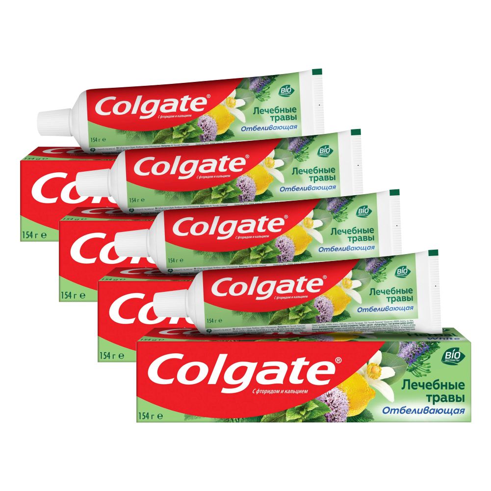 Комплект Colgate зубная паста Лечебные Травы Отбеливающая 100 мл х 4 шт гелевая зубная паста luxlite dental лечебные травы 83 г