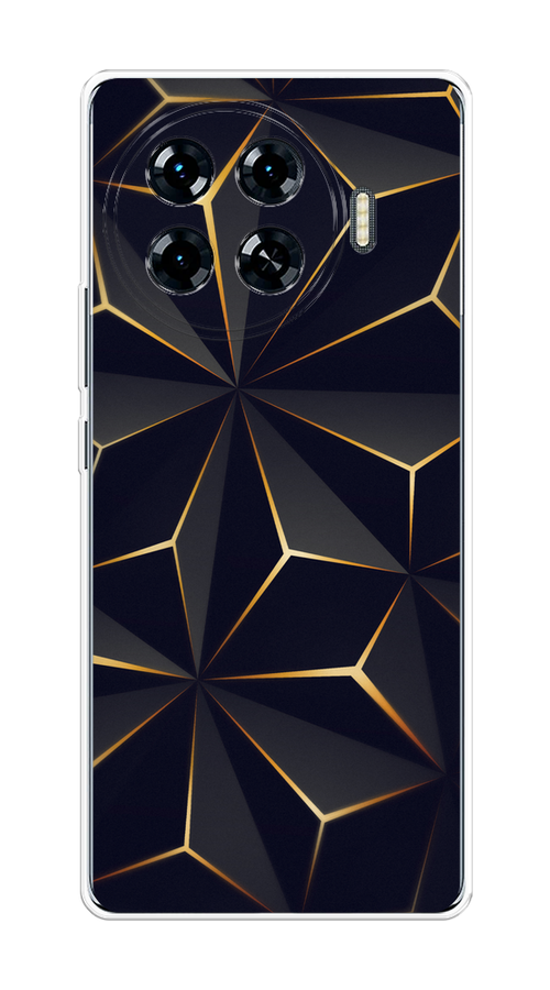 

Чехол на Tecno Spark 20 Pro Plus "Черные полигоны", Золотистый;черный, 305050-1