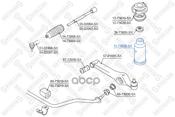 

11-73026-Sx_отбойник-Пыльник Амортизатора Переднего Daewoo Matiz 98> Stellox арт. 1173026S