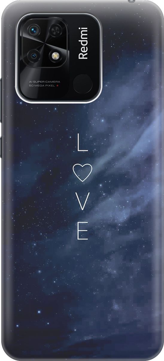 

Силиконовый чехол на Xiaomi Redmi 10C "Ночное небо и любовь", Синий;черный, 5686