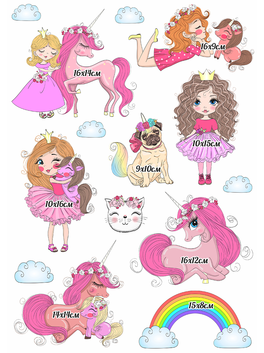 

Наклека для стен и мебели Woozzee Принцессы и единорожки