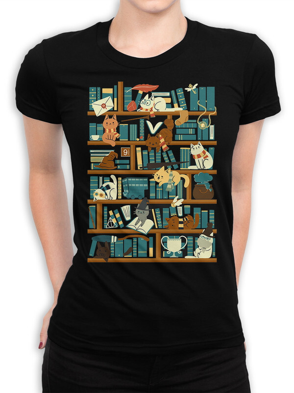 

Футболка женская Dream Shirts Гарри Поттер с Котиками черная S, Черный, Гарри Поттер с Котиками
